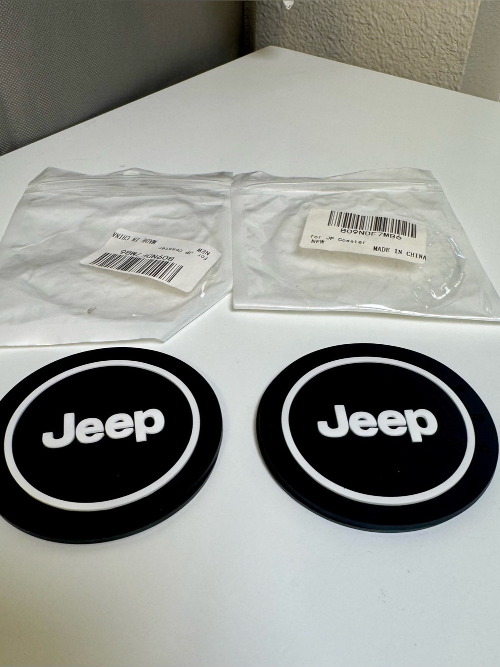 NIB Jeep Black & White Rubber Coasters- Set of 2